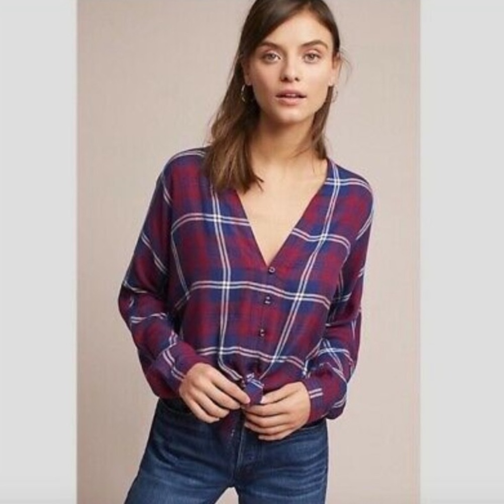 NEW Anthropologie cropped flannel